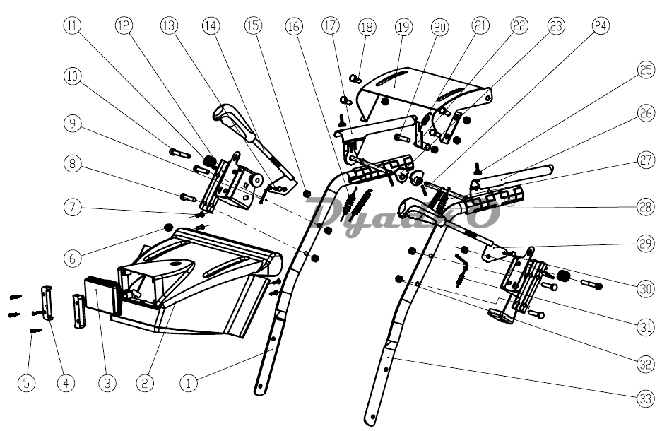 Схема (деталировка) снегоуборщики бензиновые HERZ SB-9E Ручки с ...
